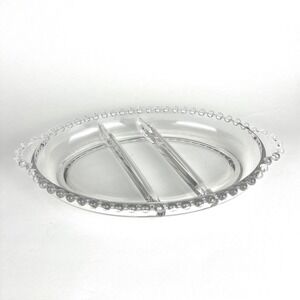 Imperial Glass Candlewick Clear 10.5" oval, Relish Dish, tab handles 400/262